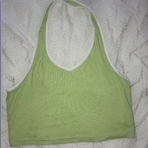 Super cute green and white halter top